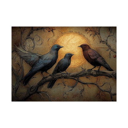 Gothic Raven Illustration of Birds Rolled Posters