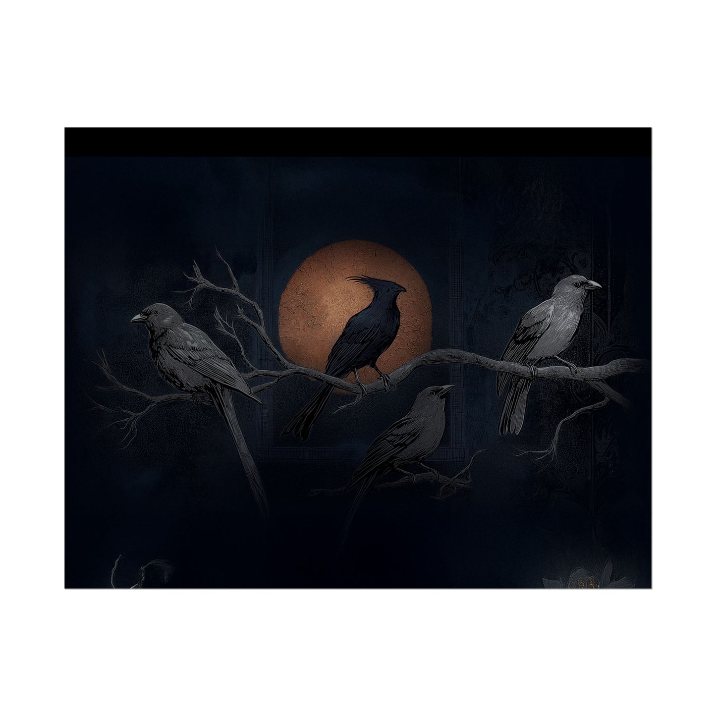 Gothic Illustration of Birds Rolled Posters