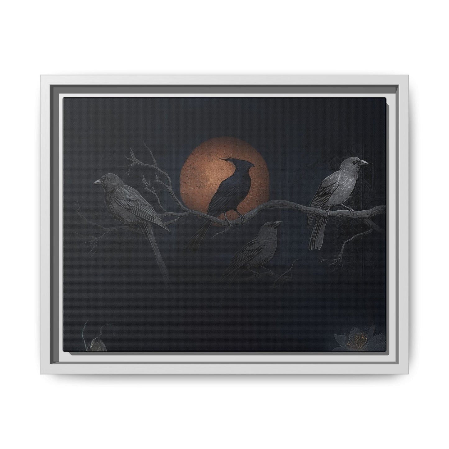 Three Ravens Matte Canvas, Framed Multi-color