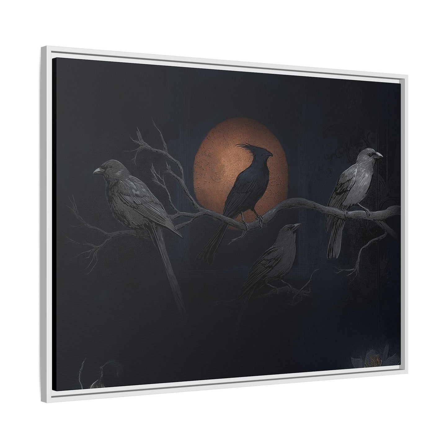 Three Ravens Matte Canvas, Framed Multi-color