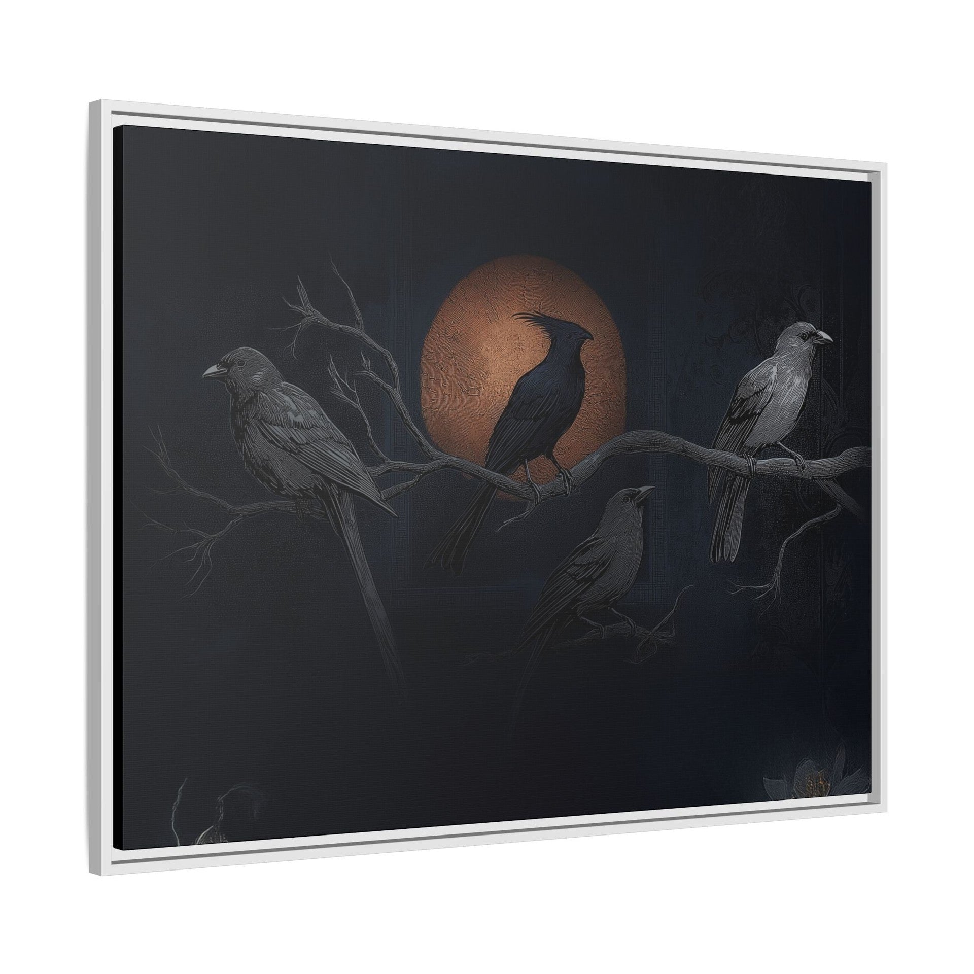 Three Ravens Matte Canvas, Framed Multi-color