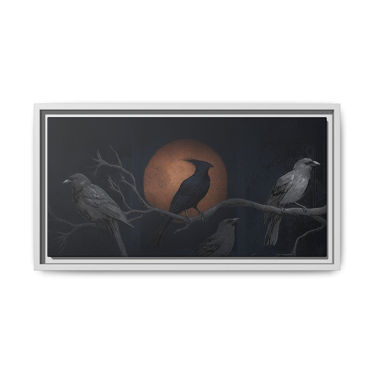 Three Ravens Matte Canvas, Framed Multi-color