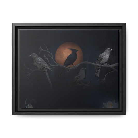 Three Ravens Matte Canvas, Framed Multi-color