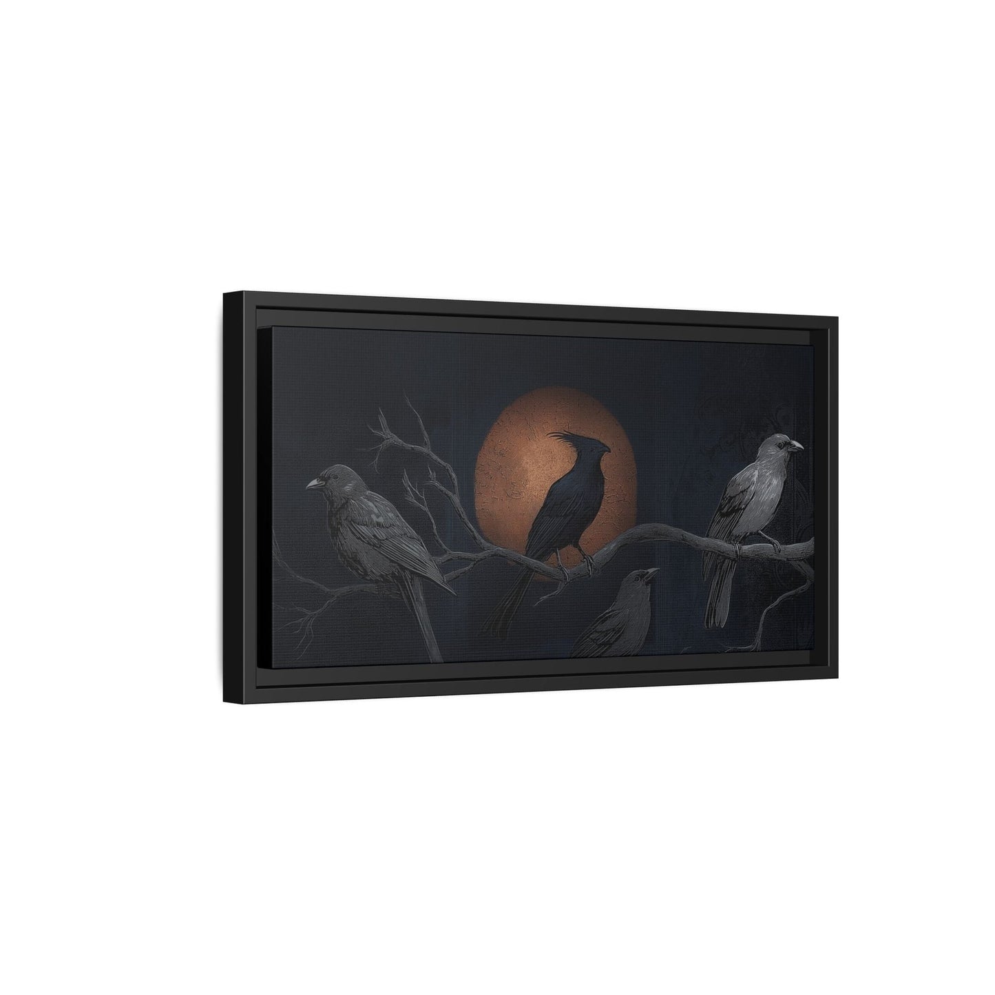 Three Ravens Matte Canvas, Framed Multi-color