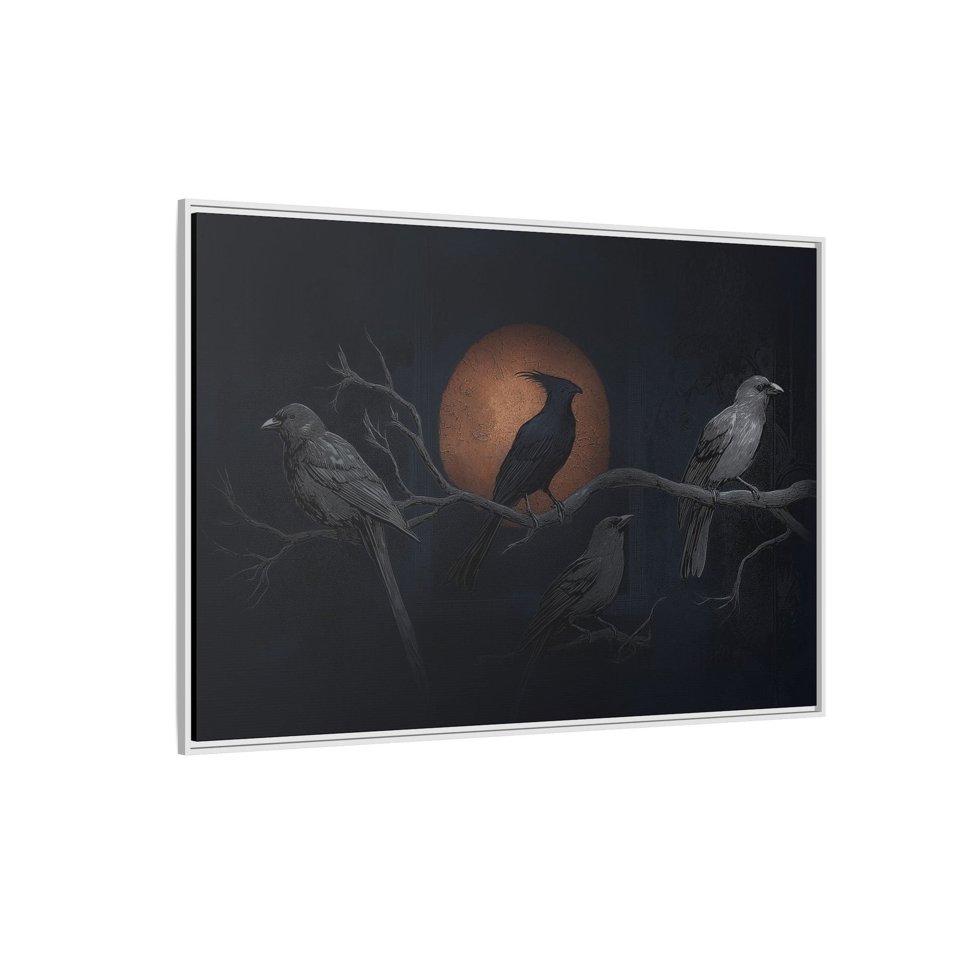 Three Ravens Matte Canvas, Framed Multi-color