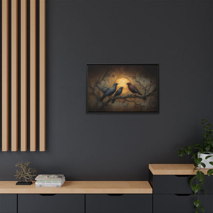 Three Ravens at Full Moon Matte Canvas, Framed Multi-color