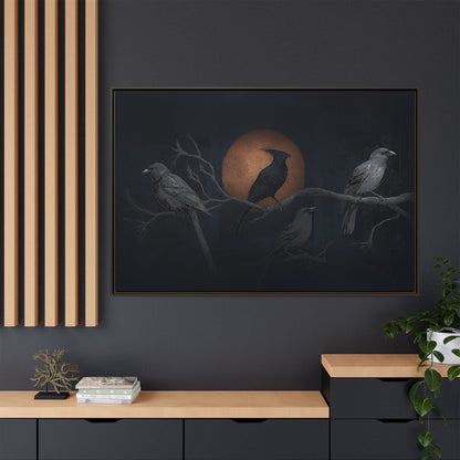 Three Ravens Matte Canvas, Framed Multi-color