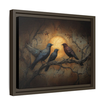 Three Ravens at Full Moon Matte Canvas, Framed Multi-color