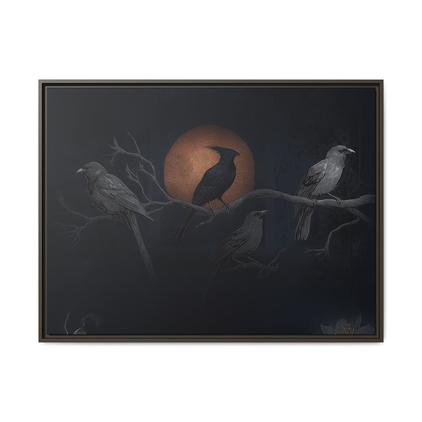 Three Ravens Matte Canvas, Framed Multi-color