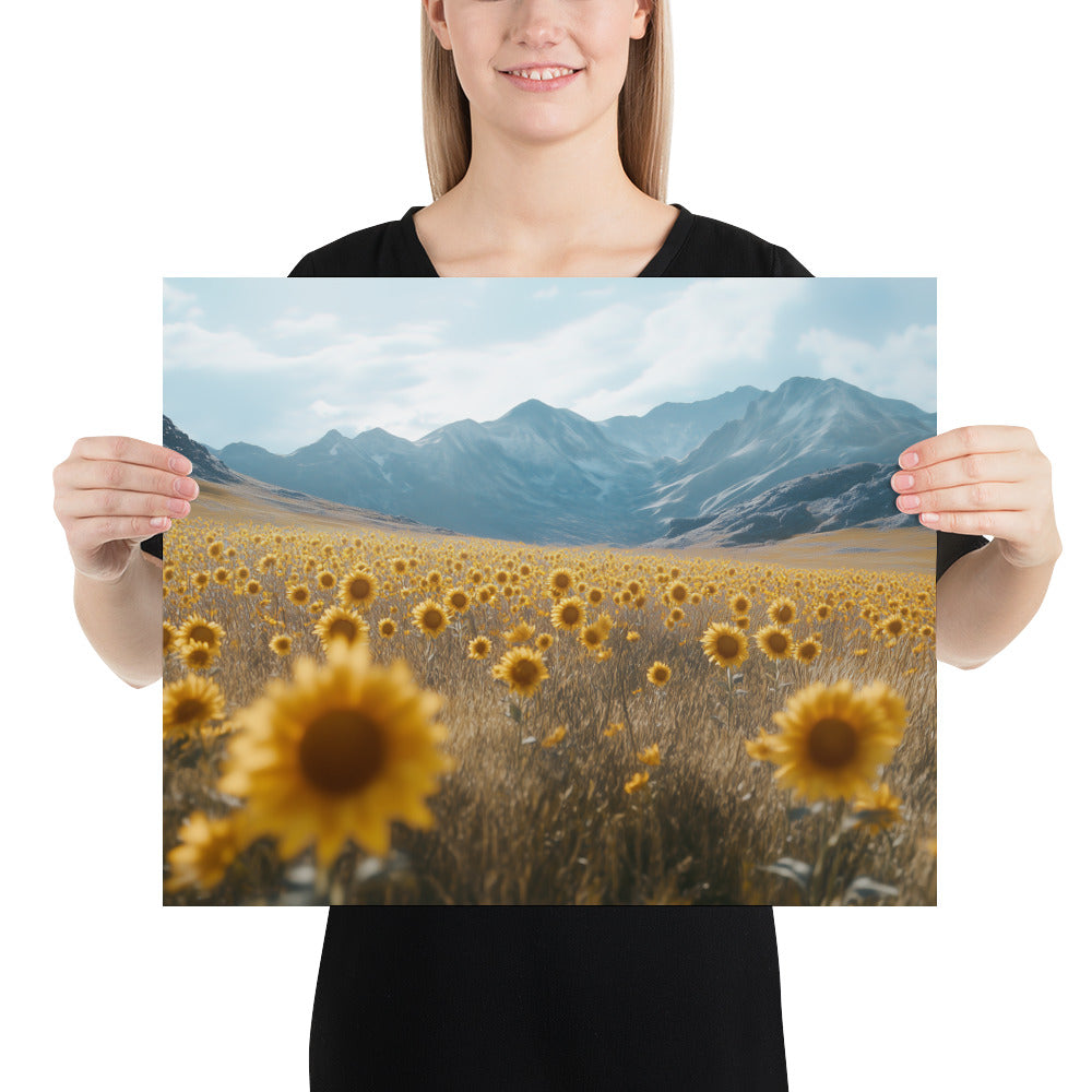 Golde Horizon of Sunflowers Printed Poster