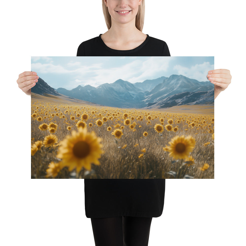 Golde Horizon of Sunflowers Printed Poster