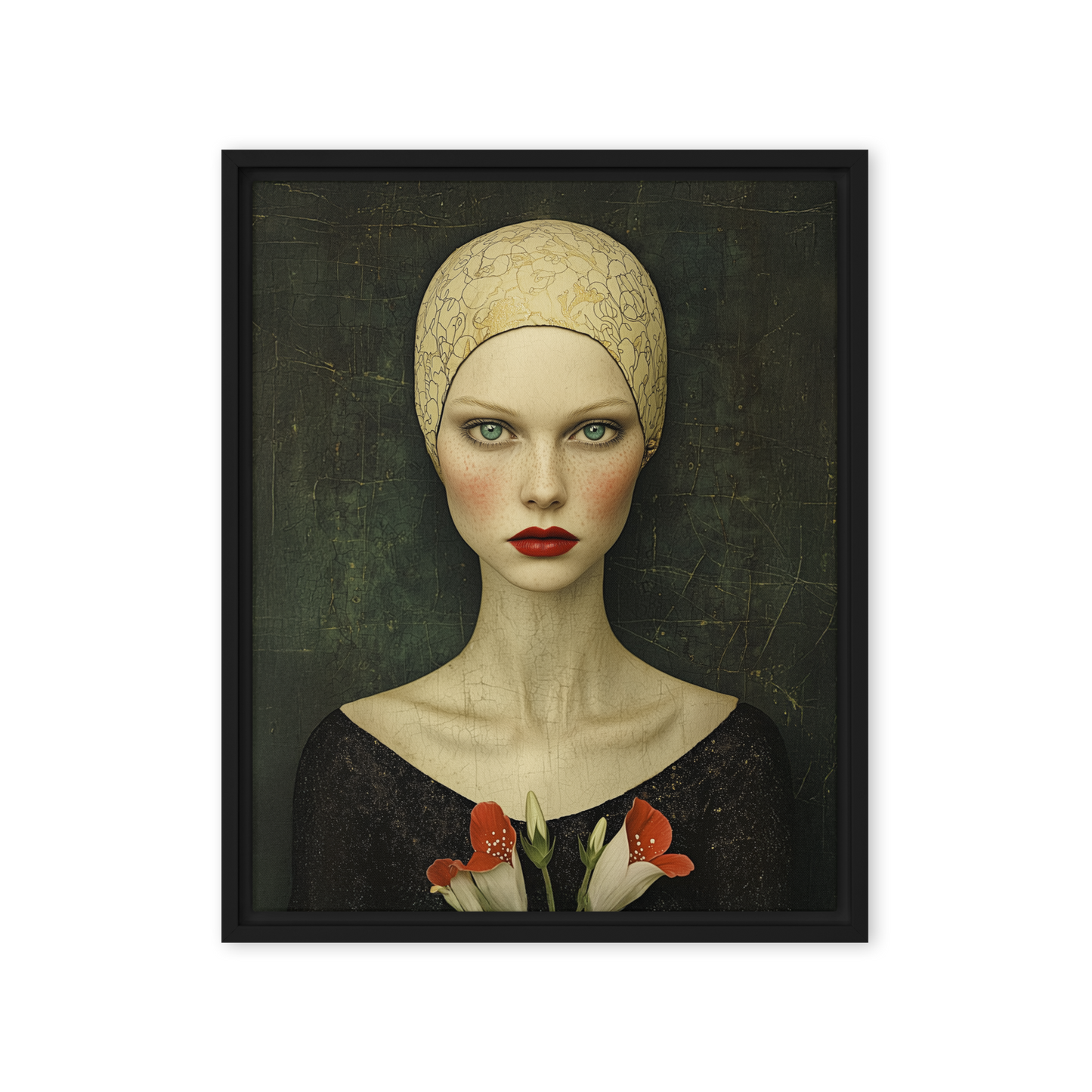 Woman in the style of Edwardian art nouveau Framed Canvas Wall Art