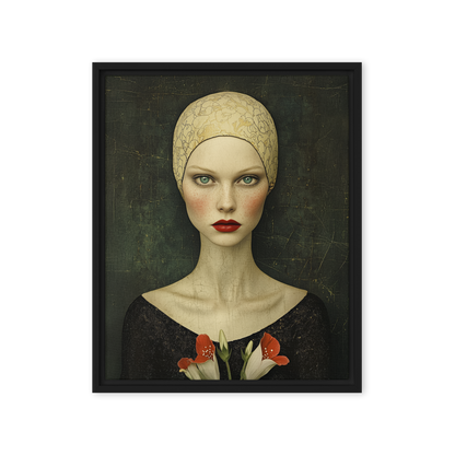 Woman in the style of Edwardian art nouveau Framed Canvas Wall Art