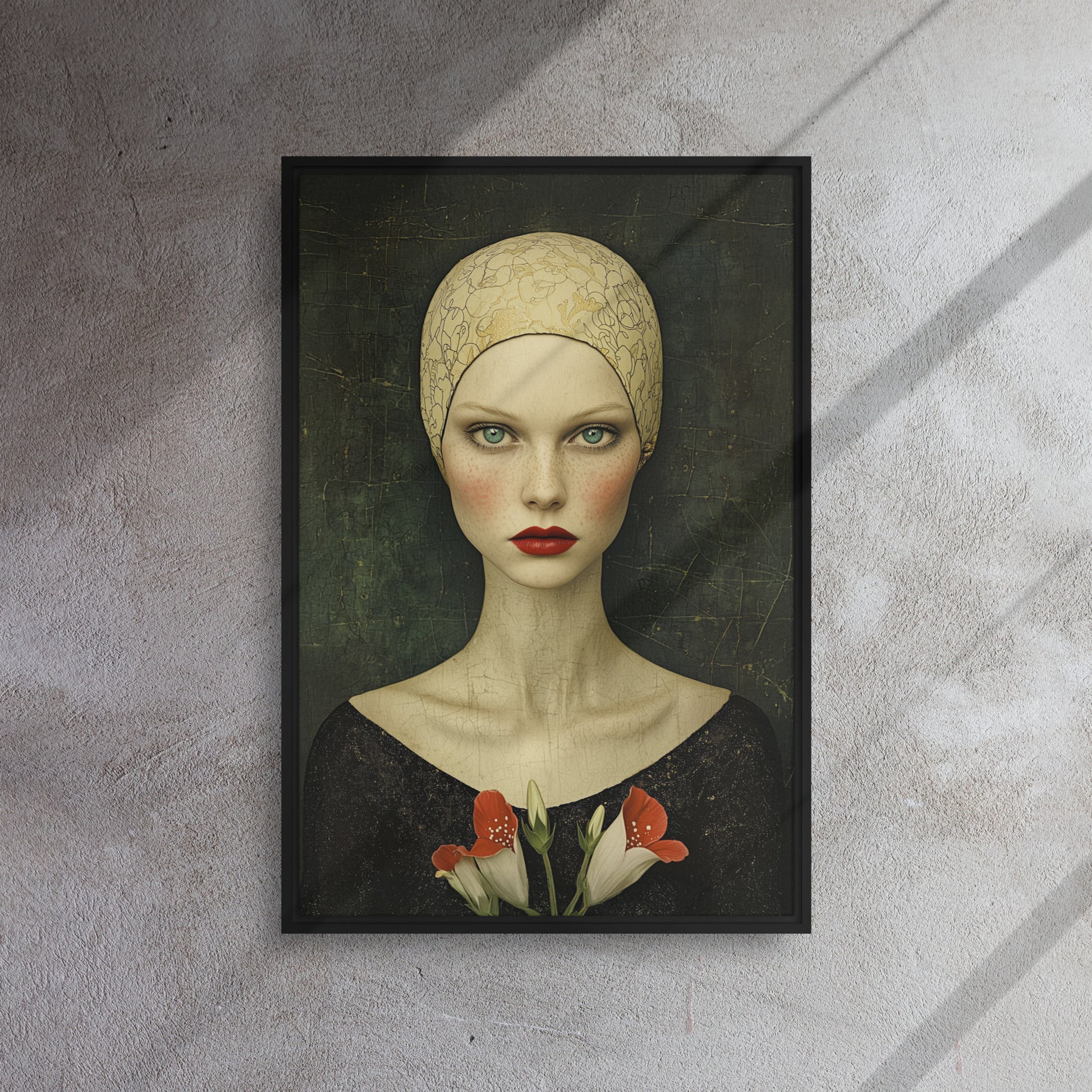 Woman in the style of Edwardian art nouveau Framed Canvas Wall Art