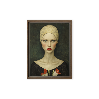 Woman in the style of Edwardian art nouveau Framed Canvas Wall Art