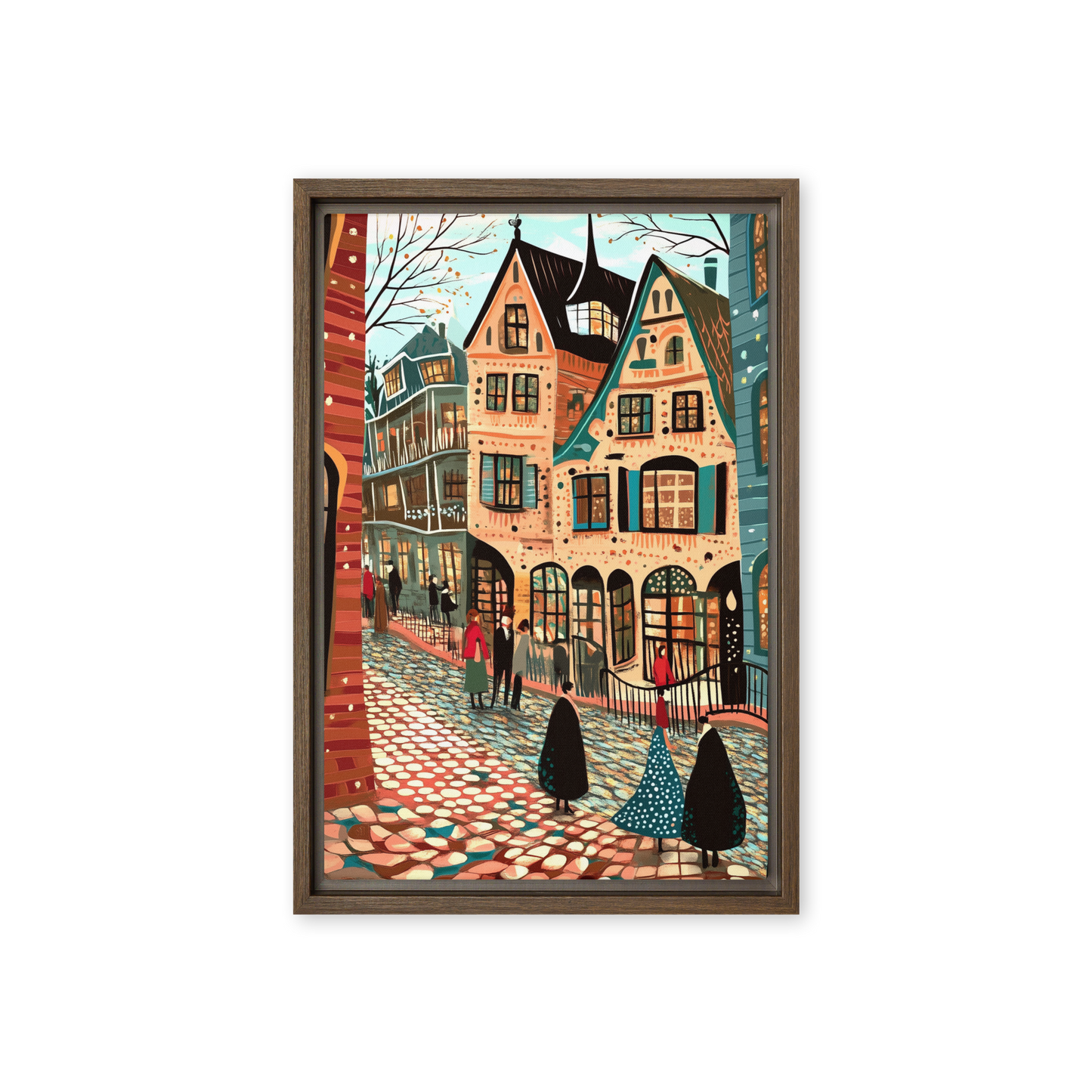 Whimsy of the Cobbled Lane Wall Art Framed Canvas