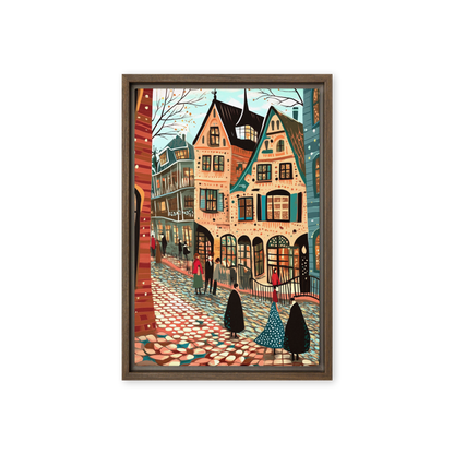 Whimsy of the Cobbled Lane Wall Art Framed Canvas