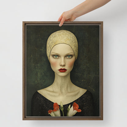 Woman in the style of Edwardian art nouveau Framed Canvas Wall Art