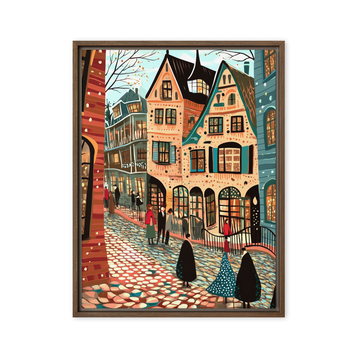 Whimsy of the Cobbled Lane Wall Art Framed Canvas