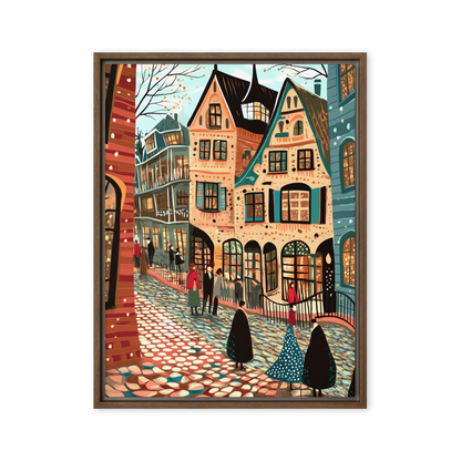 Whimsy of the Cobbled Lane Wall Art Framed Canvas