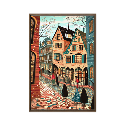 Whimsy of the Cobbled Lane Wall Art Framed Canvas