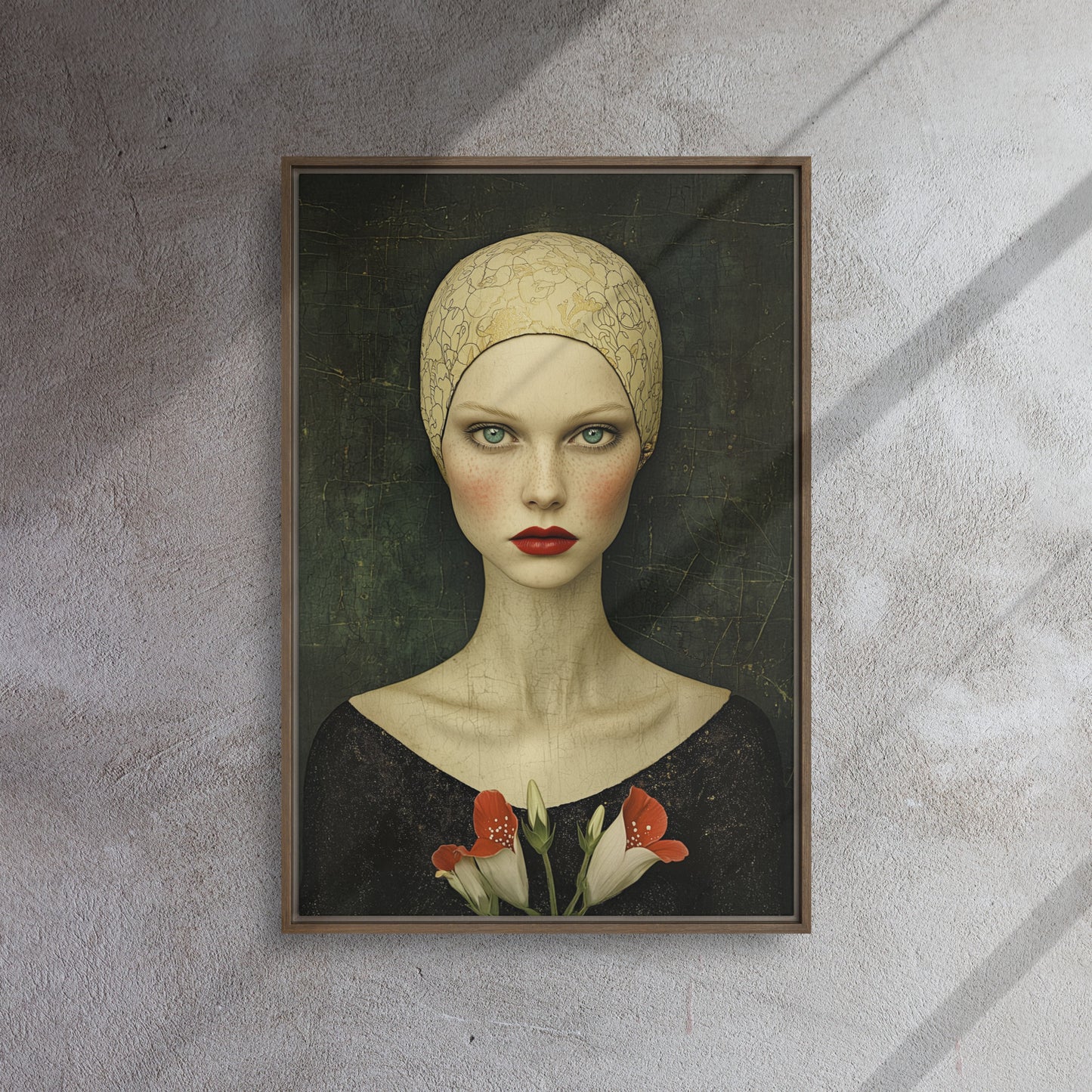 Woman in the style of Edwardian art nouveau Framed Canvas Wall Art