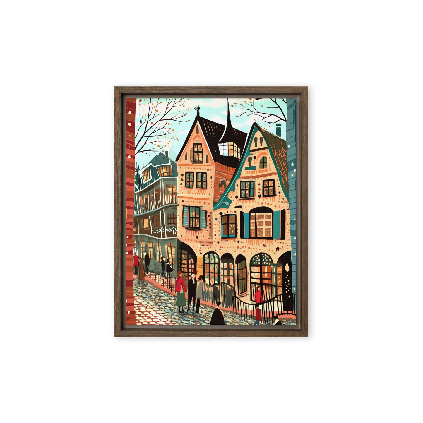 Whimsy of the Cobbled Lane Wall Art Framed Canvas