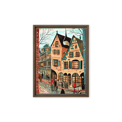 Whimsy of the Cobbled Lane Wall Art Framed Canvas