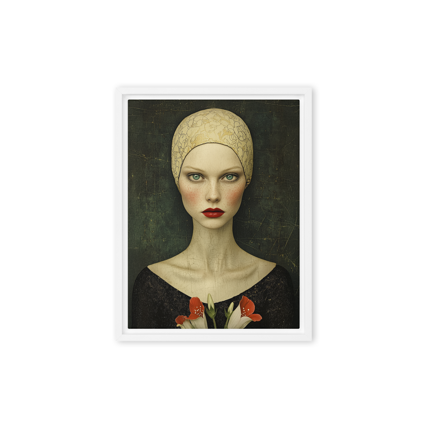 Woman in the style of Edwardian art nouveau Framed Canvas Wall Art