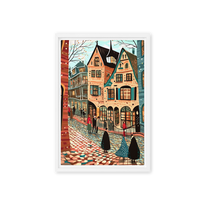 Whimsy of the Cobbled Lane Wall Art Framed Canvas