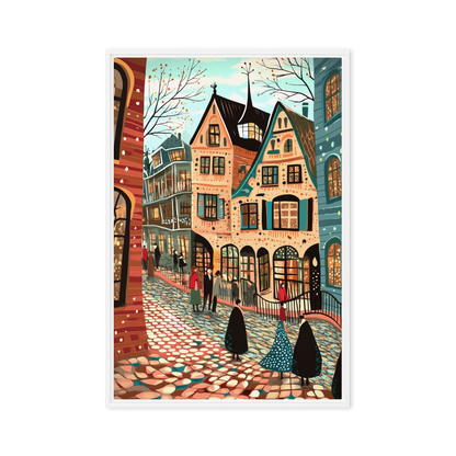 Whimsy of the Cobbled Lane Wall Art Framed Canvas