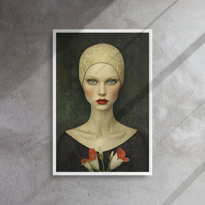 Woman in the style of Edwardian art nouveau Framed Canvas Wall Art