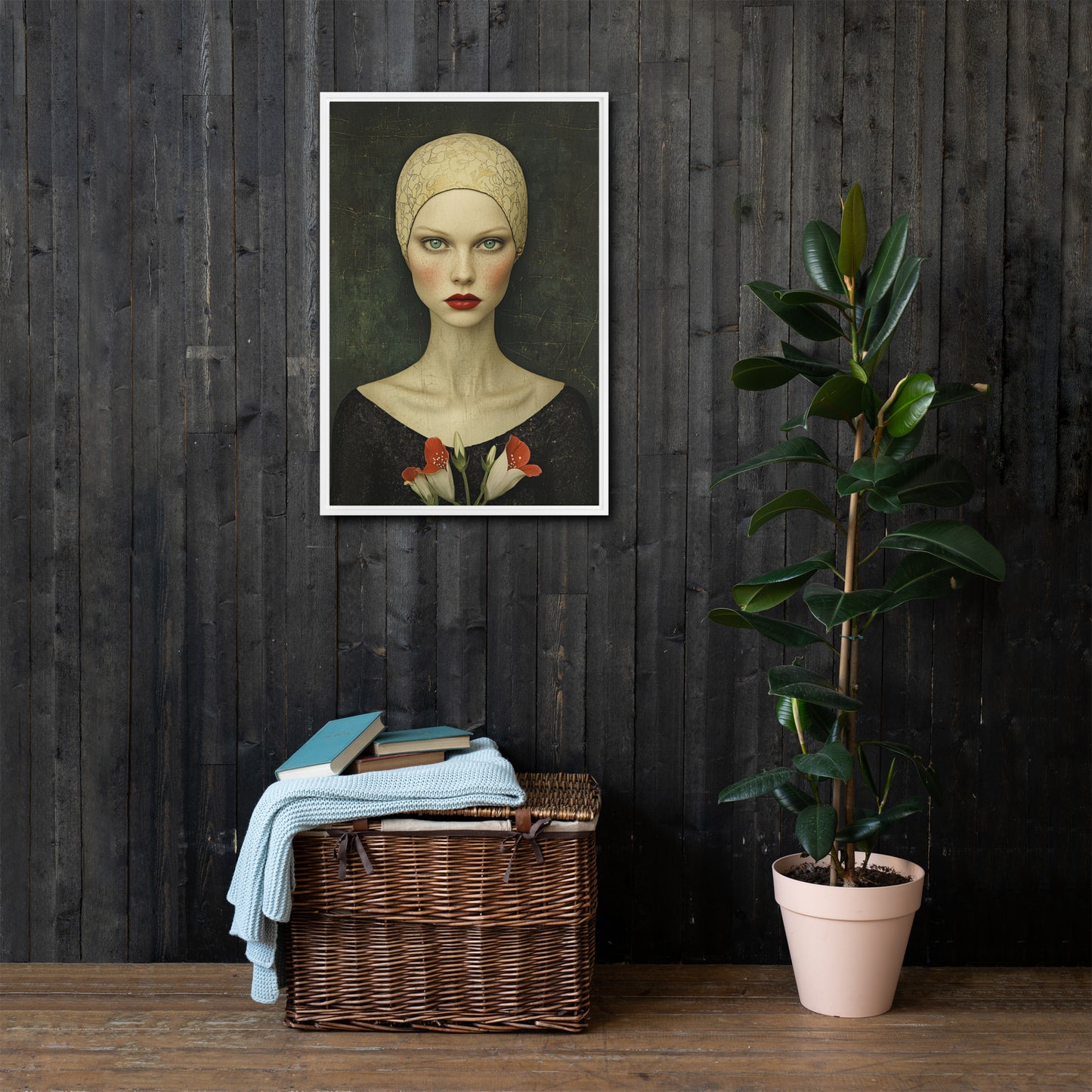 Woman in the style of Edwardian art nouveau Framed Canvas Wall Art