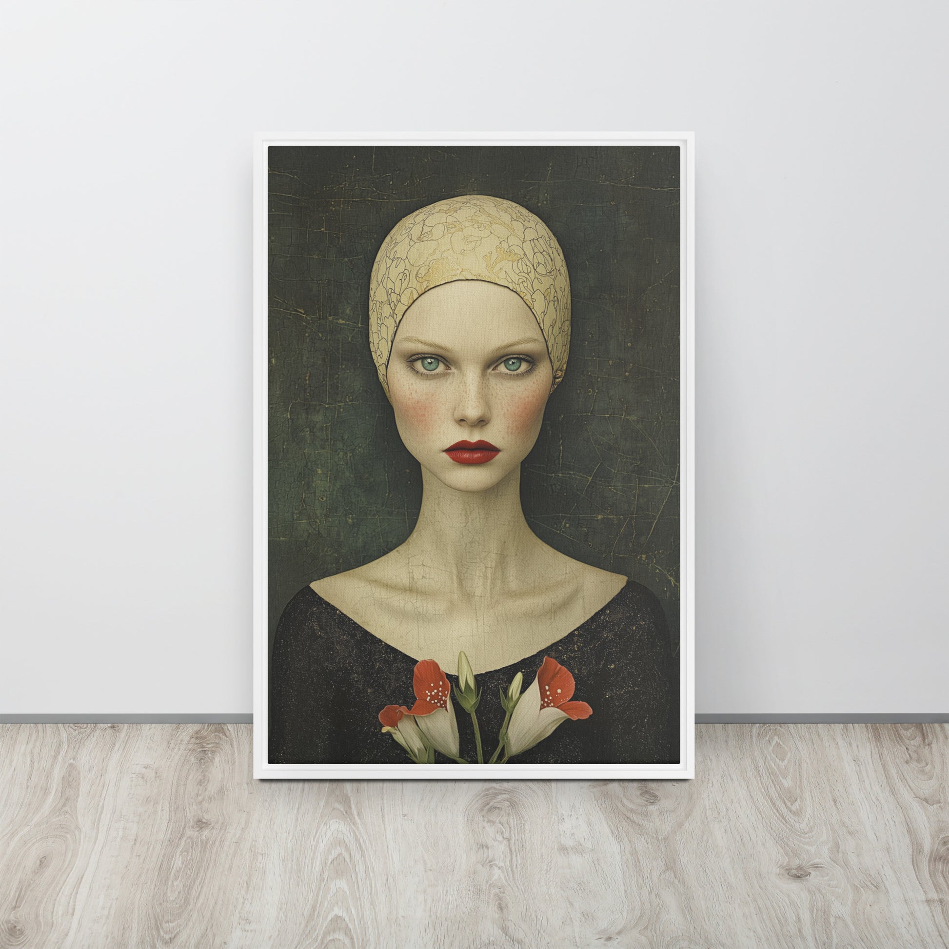 Woman in the style of Edwardian art nouveau Framed Canvas Wall Art