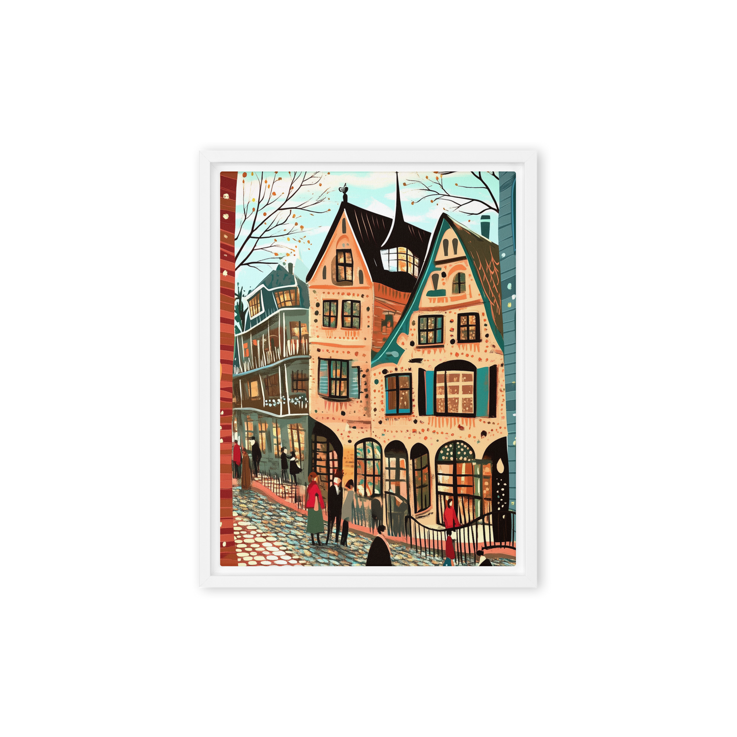 Whimsy of the Cobbled Lane Wall Art Framed Canvas