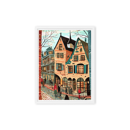 Whimsy of the Cobbled Lane Wall Art Framed Canvas