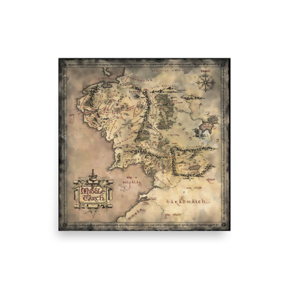 Premium Middle Earth Map, High-Quality Photo Paper Print for Tolkien Fans