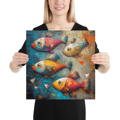 Whimsical Waters - A Dance of Colorful Fish Printed Poster