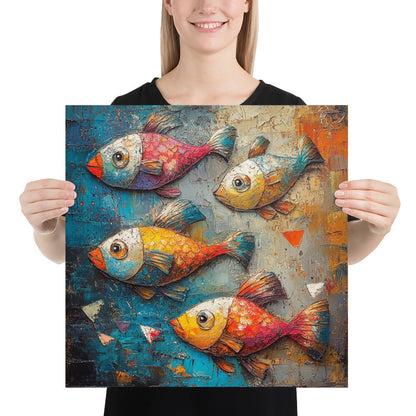 Whimsical Waters - A Dance of Colorful Fish Printed Poster