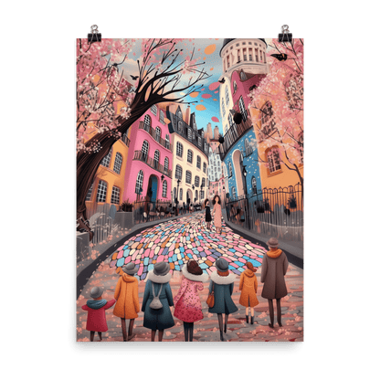 Whimsy of the Cobbled Lane Trio - Museum Quality Photo Paper Print 3 Wall Art Poster